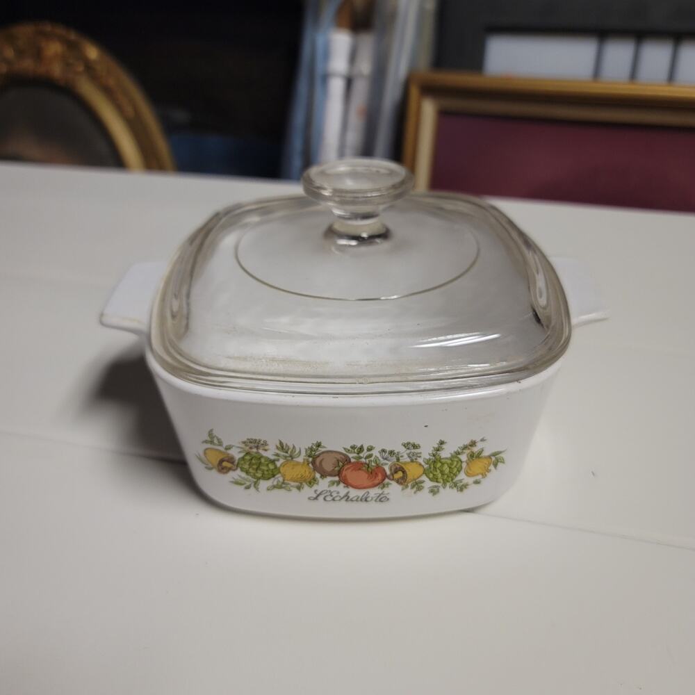 L' Echalote Corning Ware Casserole Dish and Clear Lid Cookware Spice of Life